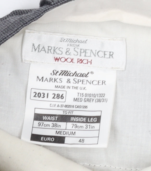 Marks and Spencer Men's Grey Wool Trousers Size M