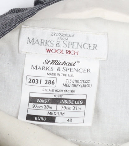 Marks and Spencer Men's Grey Wool Trousers Size M