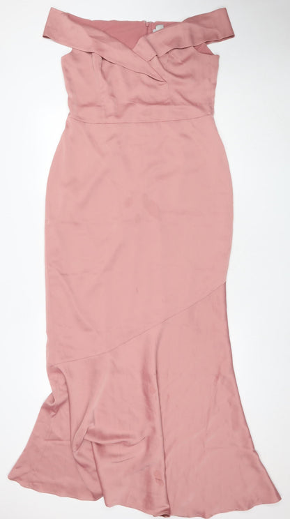 Oasis Women’s Pink Off Shoulder Long Mermaid Dress 16
