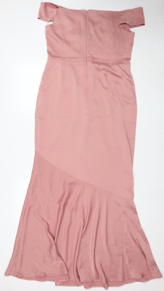 Oasis Women’s Pink Off Shoulder Long Mermaid Dress 16