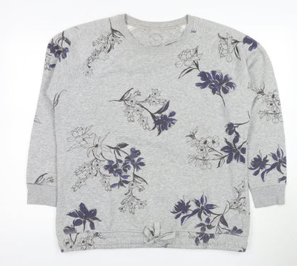Next Women’s Grey Floral Pullover Sweatshirt Size L