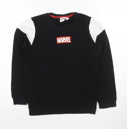 Marvel Boys Black XS Pullover Sweatshirt with Logo Accent