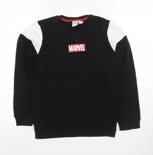 Marvel Boys Black XS Pullover Sweatshirt with Logo Accent