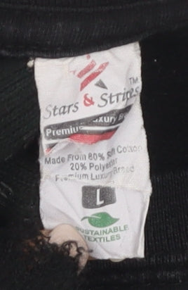 Close-up detail of Stars & Stripes Black unisex l pullover sweatshirt
