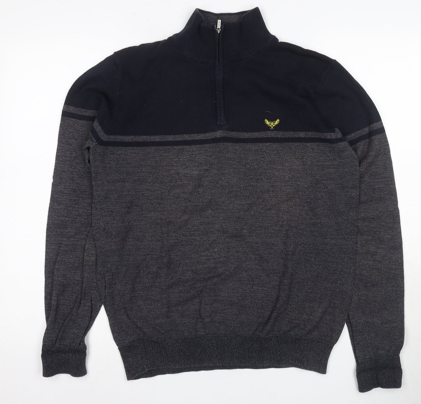 Threadbare Men's Black Full Zip Wool Jumper Medium