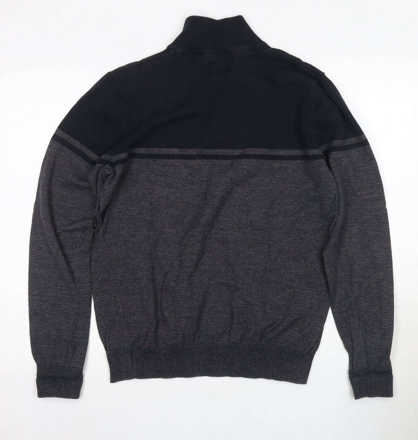 Threadbare Men's Black Full Zip Wool Jumper Medium