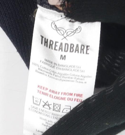 Threadbare Men's Black Full Zip Wool Jumper Medium