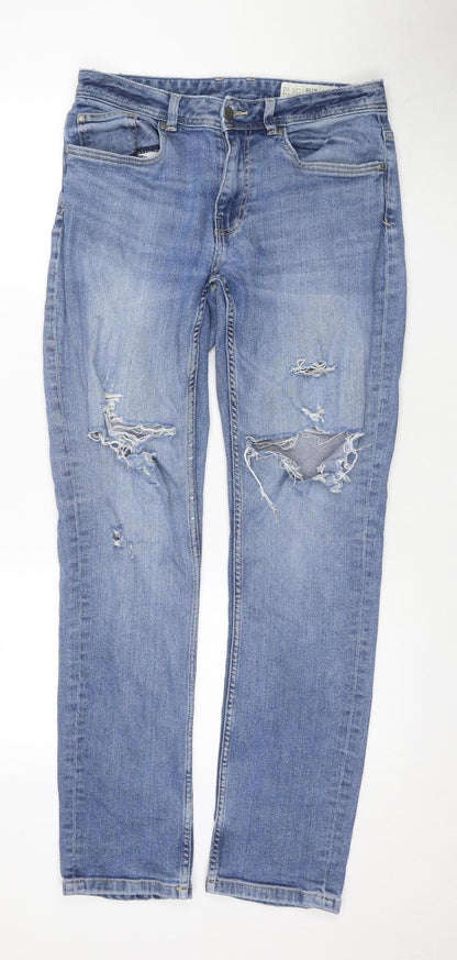 Livergy Men's Blue Slim Fit Distressed Jeans 32/32