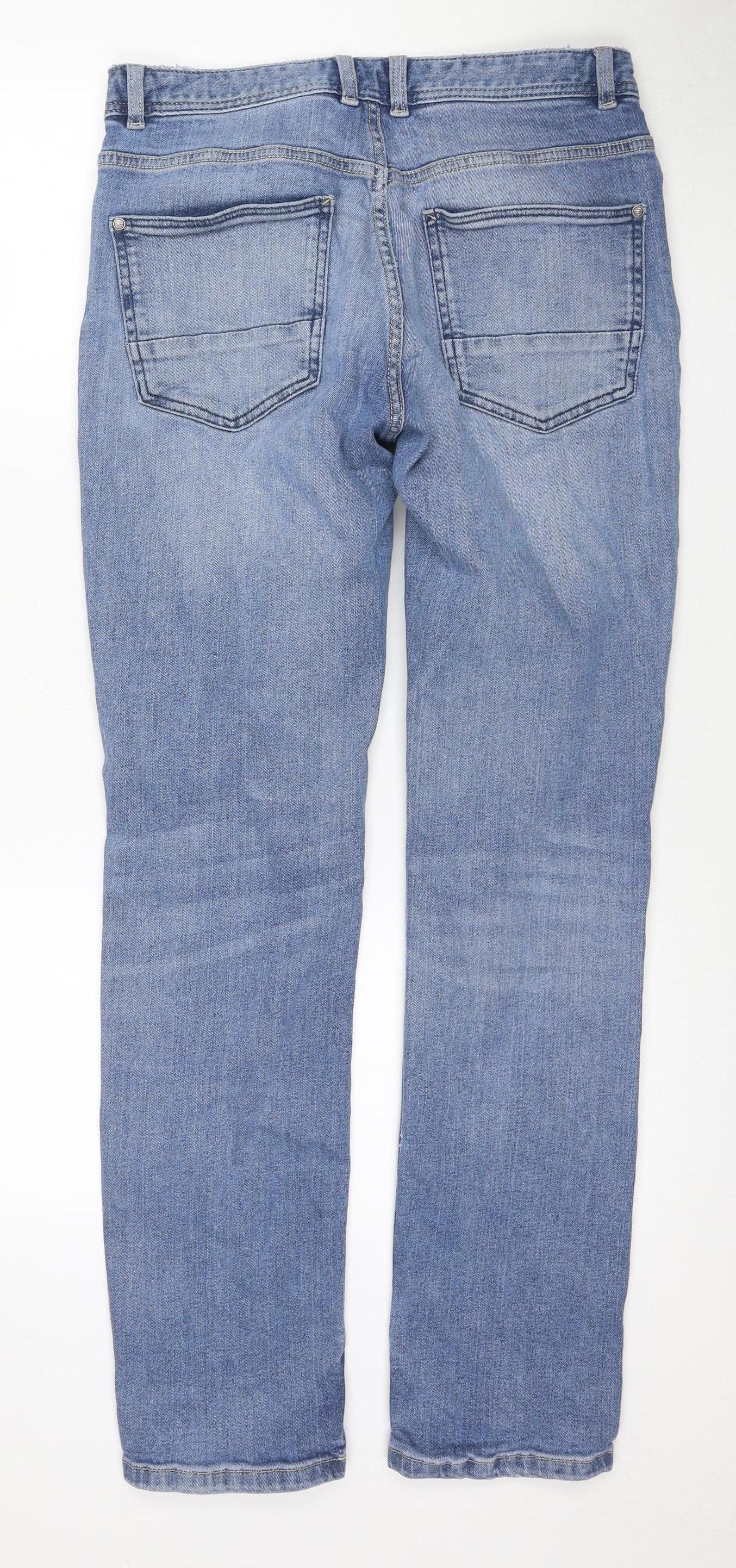 Livergy Men's Blue Slim Fit Distressed Jeans 32/32