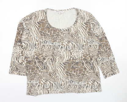 EWM Women's Brown Animal Print T-Shirt M