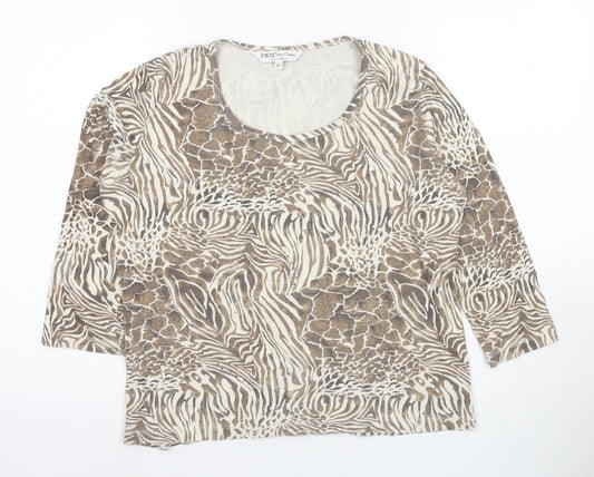 EWM Women's Brown Animal Print T-Shirt M