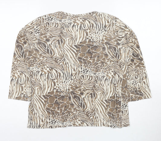 EWM Women's Brown Animal Print T-Shirt M