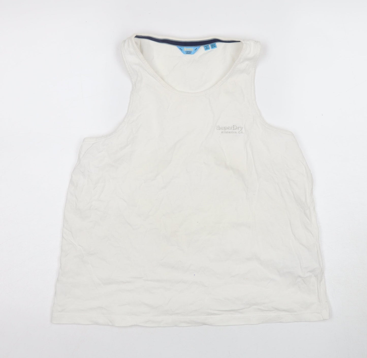 Womens UK Size 12 Superdry White Jersey Tank