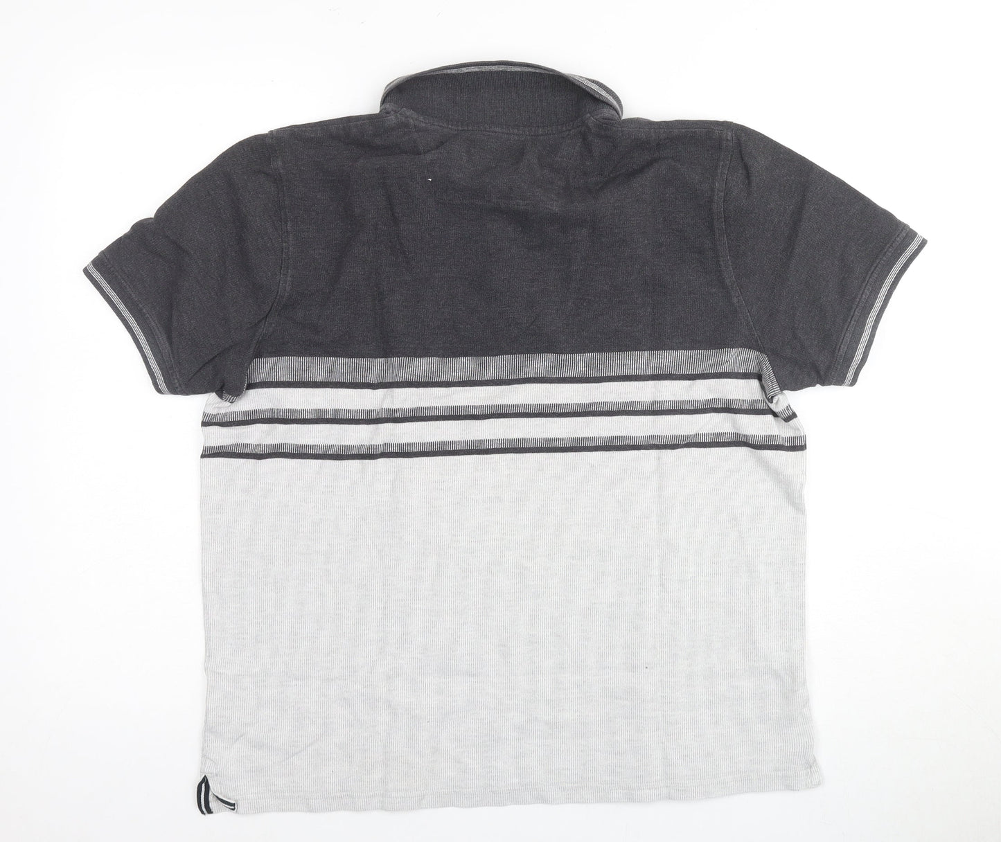 Maine New England Men's Grey Striped Polo Size L