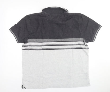 Maine New England Men's Grey Striped Polo Size L