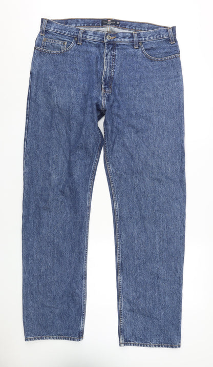 Marks and Spencer Men's Blue Straight Jeans - 38W 33L