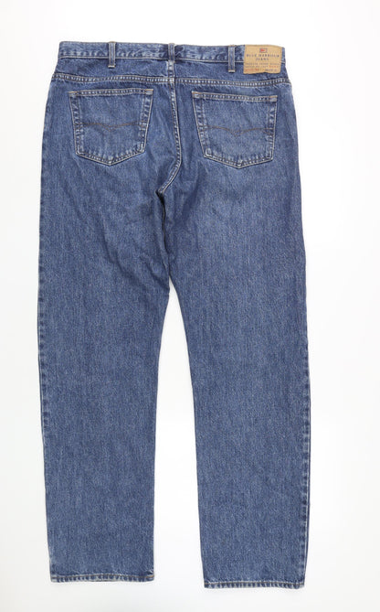 Marks and Spencer Men's Blue Straight Jeans - 38W 33L