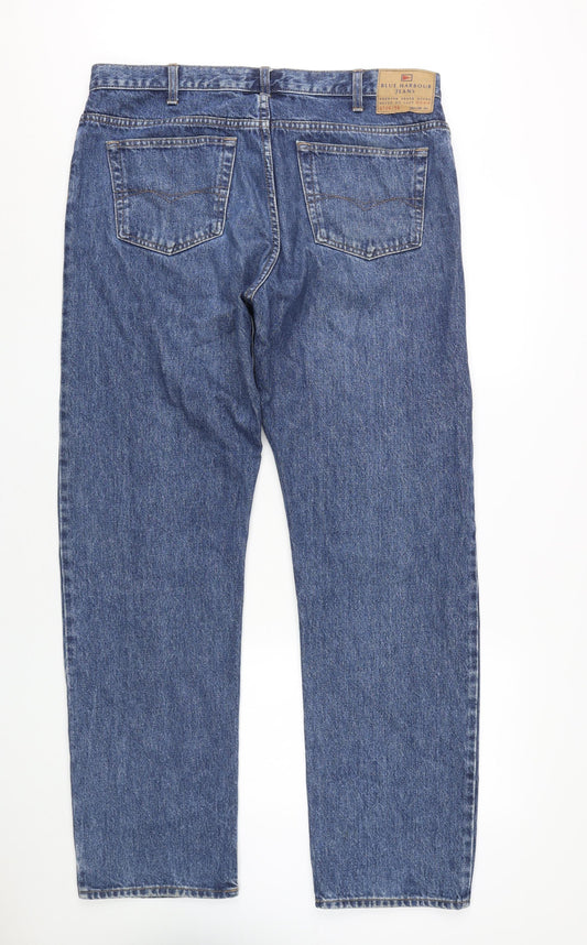 Marks and Spencer Men's Blue Straight Jeans - 38W 33L