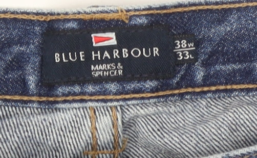 Marks and Spencer Men's Blue Straight Jeans - 38W 33L