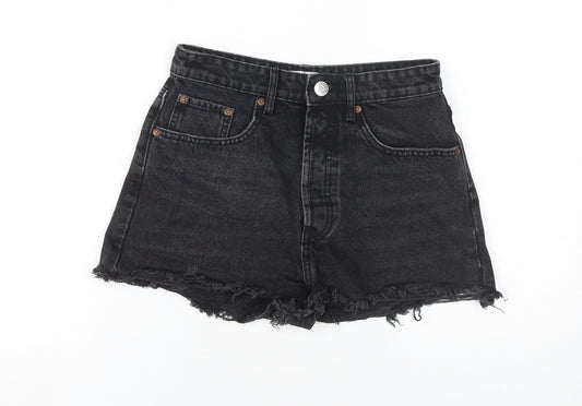 ZARA Women's Black Cotton Cut-Off Shorts, Size 8