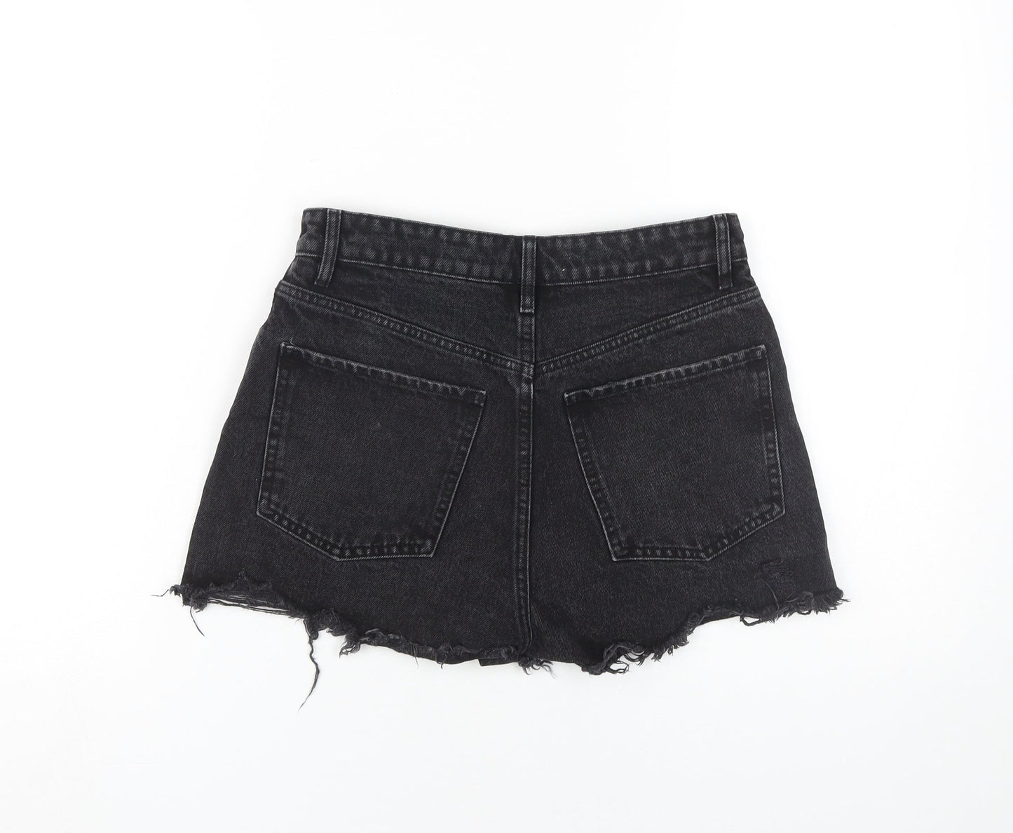 ZARA Women's Black Cotton Cut-Off Shorts, Size 8