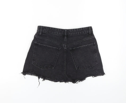 ZARA Women's Black Cotton Cut-Off Shorts, Size 8