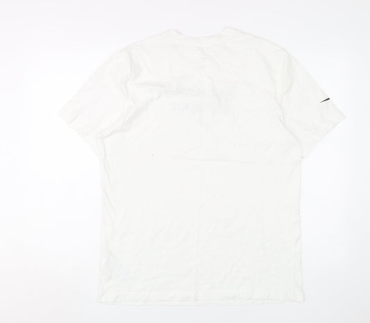 Nike Men's White Sports T-Shirt, Medium, Crew Neck, Cotton