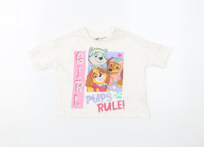 PAW Patrol Girls White T-Shirt 2-3 Years Graphic Print