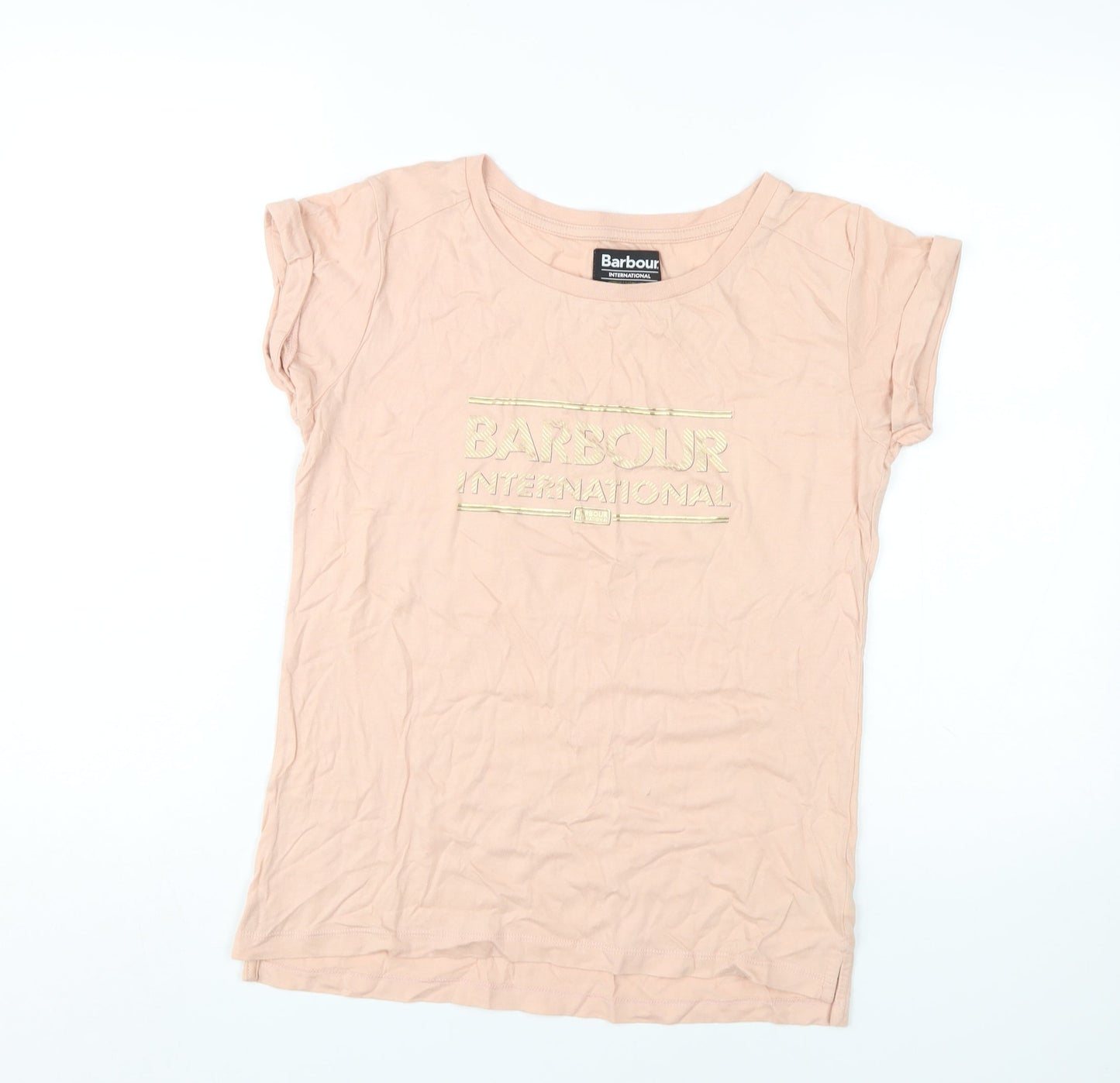 Barbour Women's Pink T-Shirt, Size 10, Short Sleeve