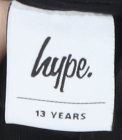 Hype Girls Black Pullover Hoodie, Logo Accents, 13 Years
