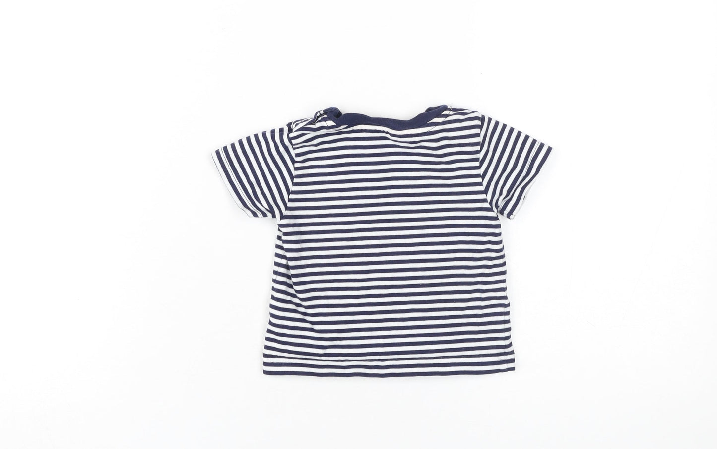 JoJo Maman Bébé Unisex Striped T-Shirt 9-12M Blue Cotton