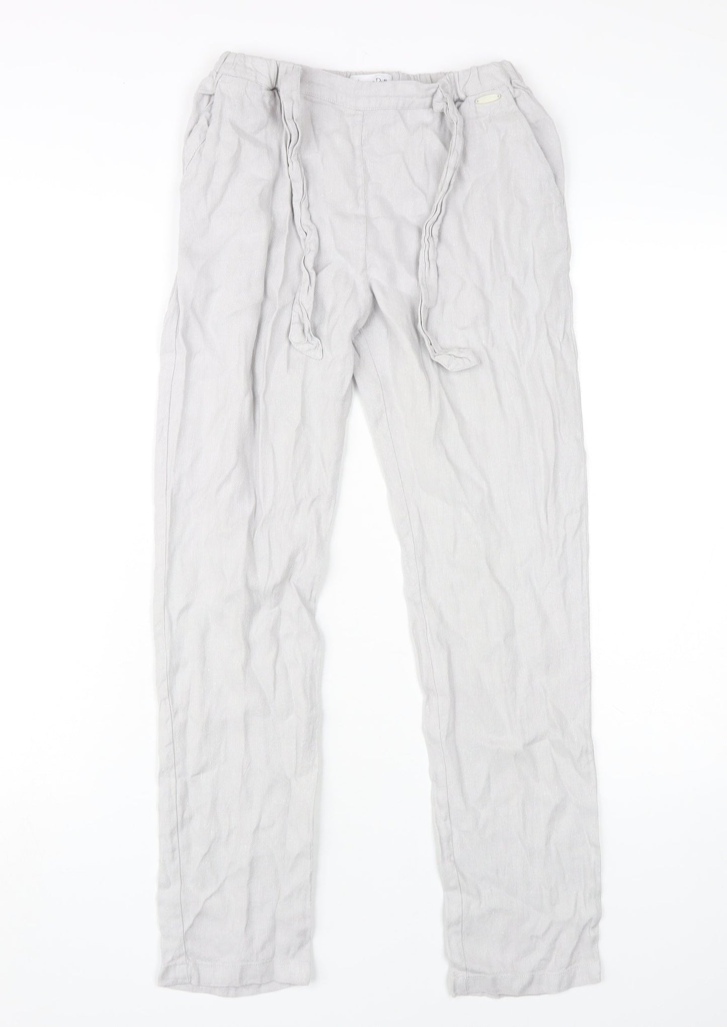 Massimo Dutti Boys Beige Linen Trousers 11-12 Years Elastic Waist