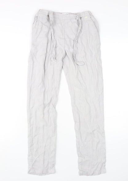 Massimo Dutti Boys Beige Linen Trousers 11-12 Years Elastic Waist