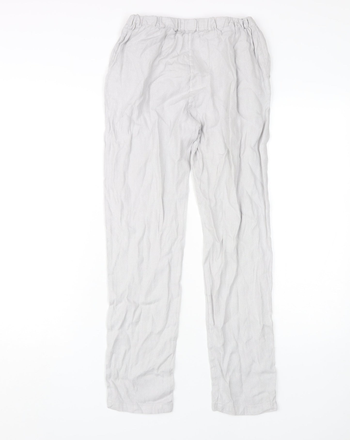 Massimo Dutti Boys Beige Linen Trousers 11-12 Years Elastic Waist