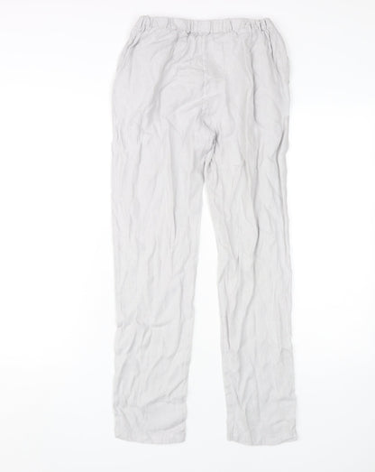 Massimo Dutti Boys Beige Linen Trousers 11-12 Years Elastic Waist