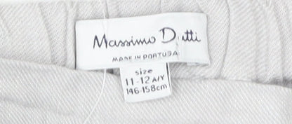 Massimo Dutti Boys Beige Linen Trousers 11-12 Years Elastic Waist