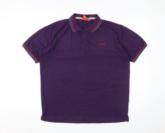 Slazenger Mens Purple Short Sleeve Polo Shirt L