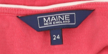 Maine New England Red Cotton T-Shirt, Size 24, Women’s Casual