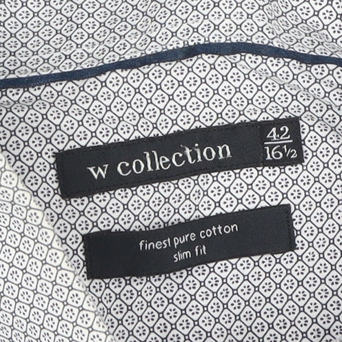 W Collection Men's White Slim Fit Dress Shirt 42