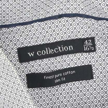 W Collection Men's White Slim Fit Dress Shirt 42