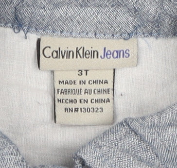 Calvin Klein Girls Blue Chambray Shirt Dress, 3-4 Years, Casual