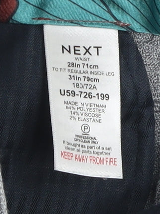 Next Men's Grey Check Chino Trousers, Size 28