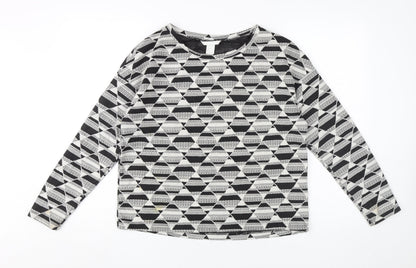 Womens UK Size 12 H&M Black Basic Long Sleeve Top