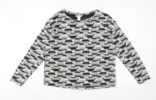 Womens UK Size 12 H&M Black Basic Long Sleeve Top
