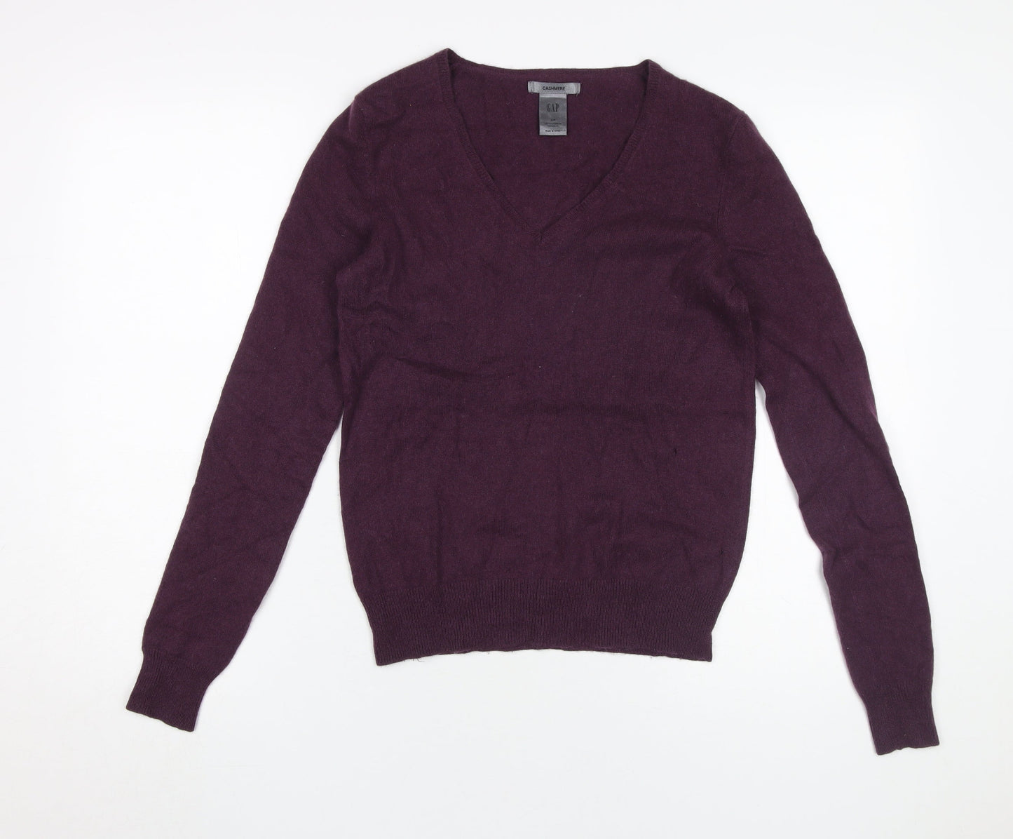 Gap Men's Purple Cashmere V-Neck Jumper S