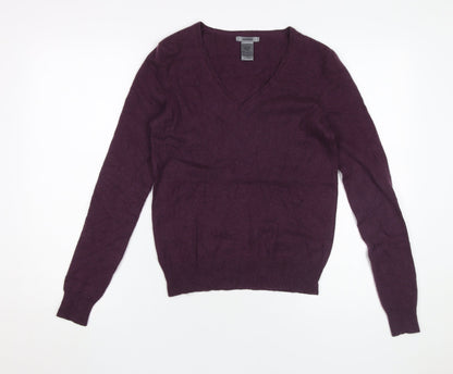 Gap Men's Purple Cashmere V-Neck Jumper S