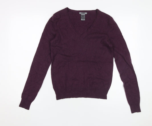 Gap Men's Purple Cashmere V-Neck Jumper S