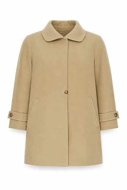 Hensel Beige Wool Angora Women's Mid-Length Overcoat