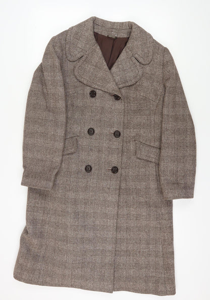 Evans Women's Brown Check Pea Coat, Long Sleeve, Plus Size
