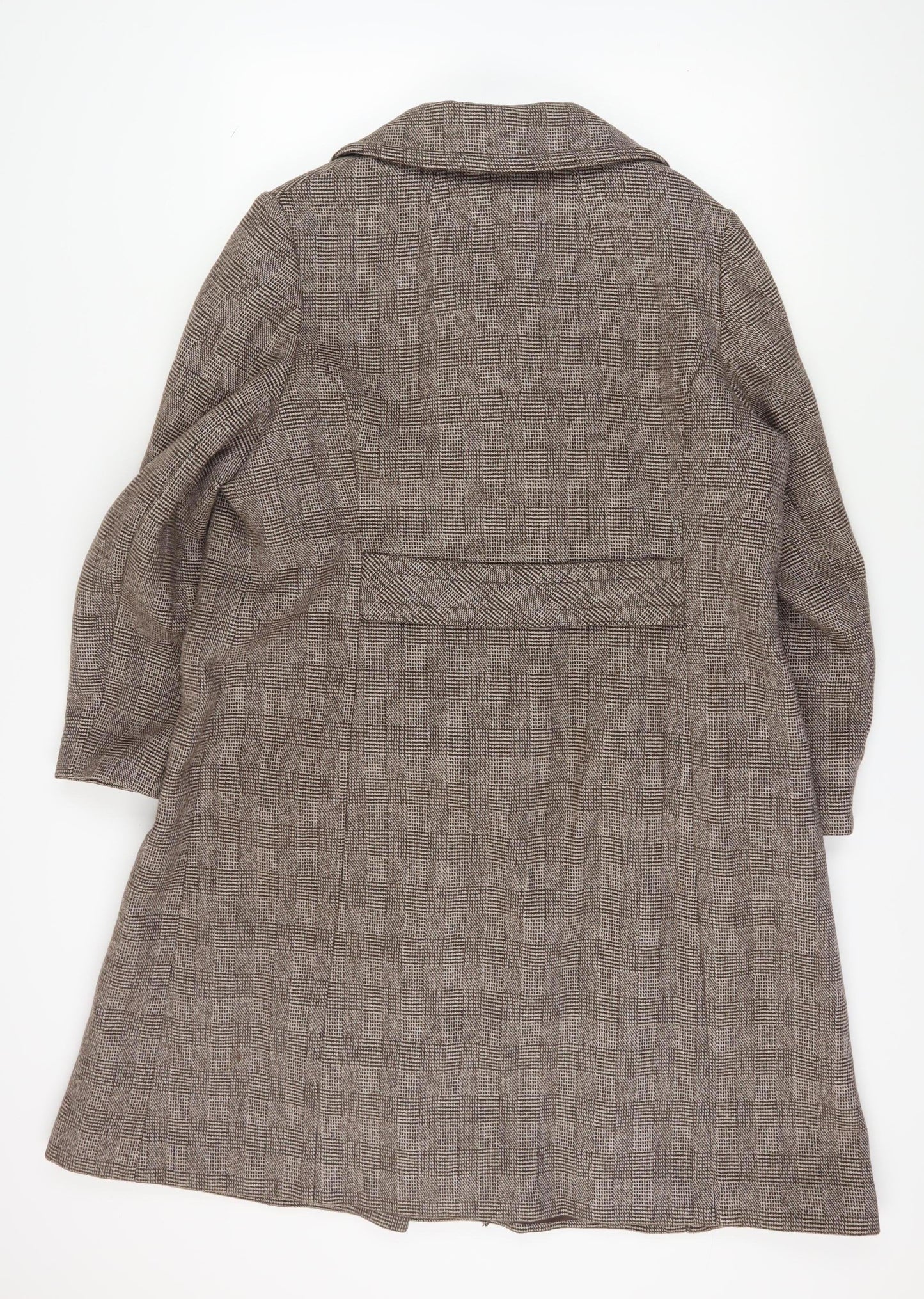 Evans Women's Brown Check Pea Coat, Long Sleeve, Plus Size